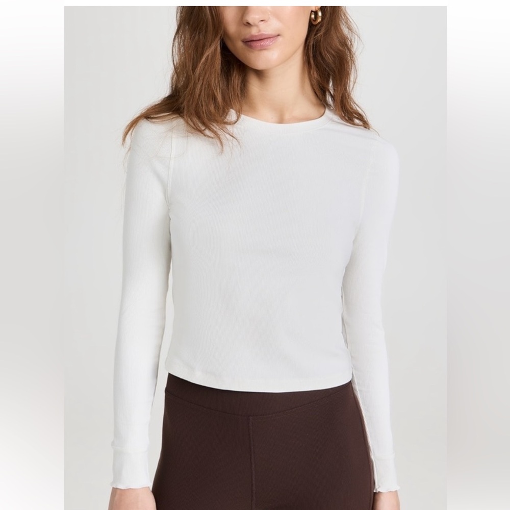 NWT Outdoor Voices Rib Long Sleeve SuperForm in Jasmine Super Pale Blueish White